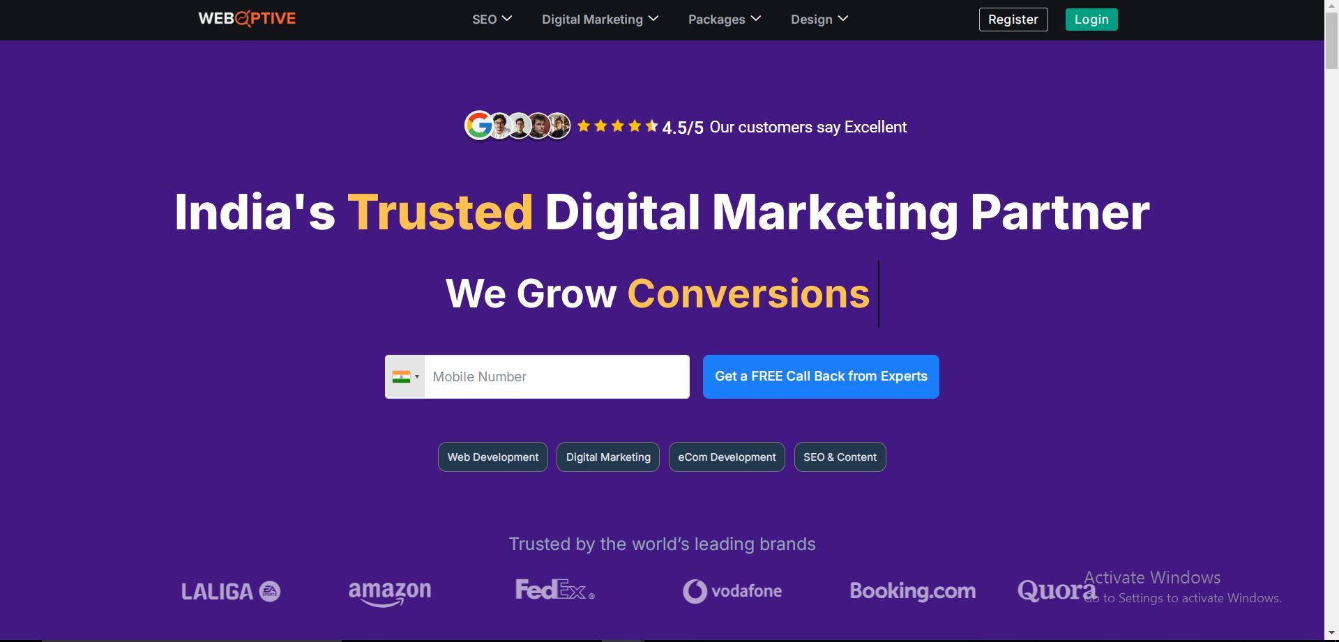 Weboptive leading Digital Marketing company in bangalore website developed by Yaseen Pasha Software Engineer Bangalotre